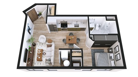 Floor plan for studio, 1 bath, 644 sqft